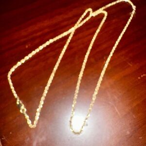 10K Solid real gold rope chain necklace diamond cut 20 inch unisex